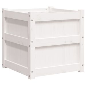 vidaXL Jardinera madera maciza de pino blanco 50x50x50 cm