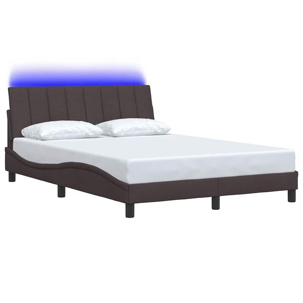 vidaXL Estructura de cama sin colch&oacute;n Hanko tela marr&oacute;n oscuro 120x200 cm