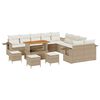 vidaXL Conjunto de sof&aacute;s de jard&iacute;n 14 pcs Beige rat&aacute;n sint&eacute;tico