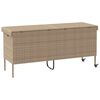 vidaXL Caja de almacenaje jard&iacute;n ruedas rat&aacute;n PE beige 160x55x75 cm