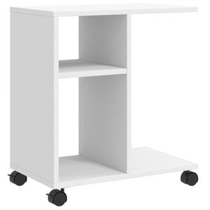 vidaXL Mesa auxiliar con ruedas madera ingenier&iacute;a blanco 50x30x55 cm
