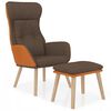vidaXL Sill&oacute;n de relax con taburete tela y cuero sint&eacute;tico marr&oacute;n