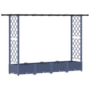 vidaXL Cama elevada con trellis y techo Gris 203 x 40 x 123 cm PP