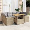 vidaXL Set sof&aacute;s de jard&iacute;n 7 piezas y cojines rat&aacute;n sint&eacute;tico beige