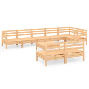 vidaXL Juego de muebles de jard&iacute;n 9 piezas madera maciza de pino