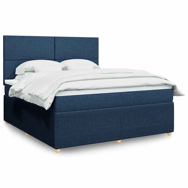 vidaXL Cama box spring con colch&oacute;n tela azul 180x200 cm