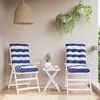 vidaXL Cojines silla respaldo bajo 2 uds tela Oxford rayas azul blanco