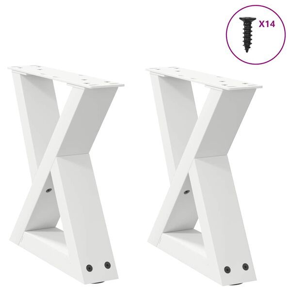 vidaXL Patas para mesa de centro (2 unidades), color blanco, 40 x (30-31,3) cm, acero