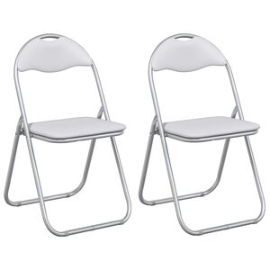vidaXL Silla Plegable 2 pcs y gris 48 x 43,5 x 81 cm Cuero sint&eacute;tico
