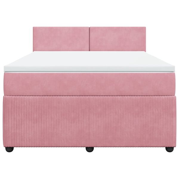 vidaXL Cama box spring con colch&oacute;n terciopelo rosa 140x200 cm