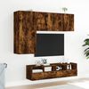 vidaXL Muebles de TV de pared 4 pzas madera ingenier&iacute;a roble ahumado