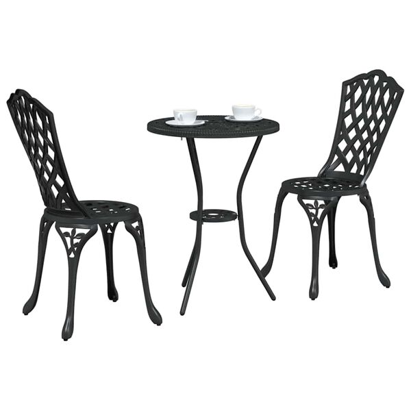 vidaXL Juego Bistro de Jardín 3 pcs Negro Aluminio