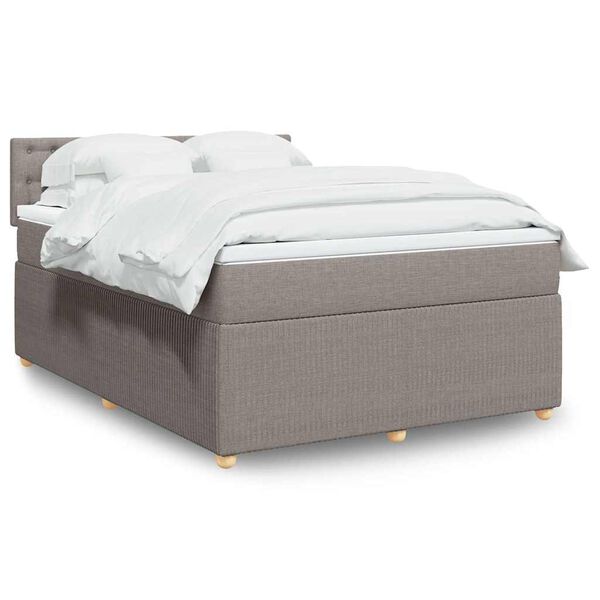 vidaXL Cama box spring con colch&oacute;n tela gris taupe 140x200 cm