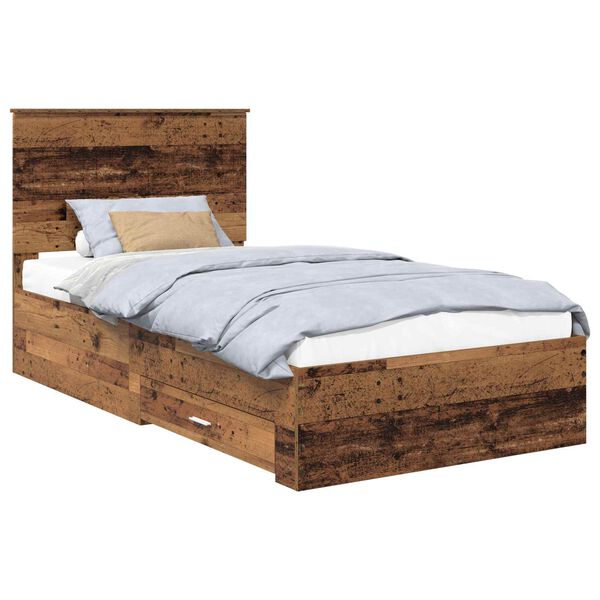 vidaXL Estructura de cama con cabecera Madera vieja 100 x 200 cm