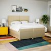 vidaXL Cama box spring con colch&oacute;n tela color crema 200x200 cm