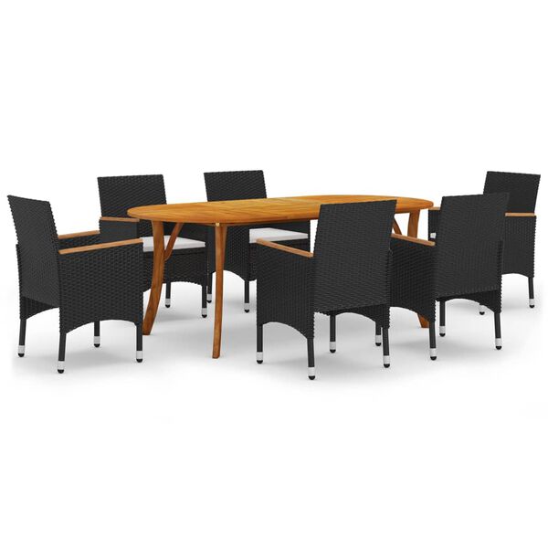 vidaXL Juego de comedor para jard&iacute;n de 7 piezas negro