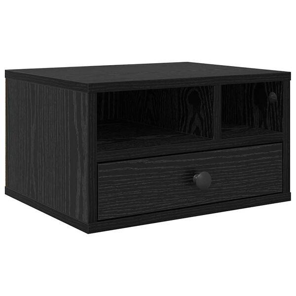 vidaXL Soporte para Impresora con cajón Roble Negro 40 x 32 x 24 cm