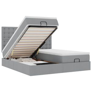 vidaXL Estructura de cama otomana colchones tela gris claro 200x200cm