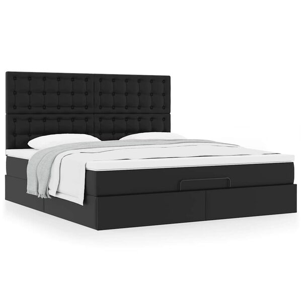 vidaXL Estructura cama otomana colch&oacute;n cuero sint&eacute;tico negro 160x200cm