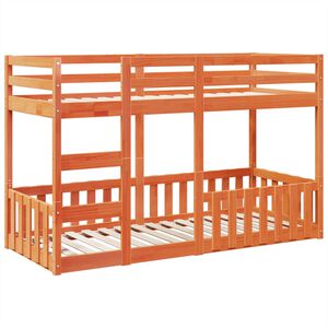 vidaXL Litera de madera maciza de pino marr&oacute;n cera 75x190 cm