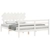 vidaXL Estructura de cama matrimonio con cabecero madera maciza blanco