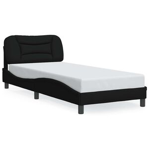 vidaXL Estructura de cama sin colch&oacute;n Hvar tela negro 90x190 cm