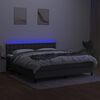 vidaXL Cama box spring colch&oacute;n y luces LED tela gris oscuro 160x200 cm