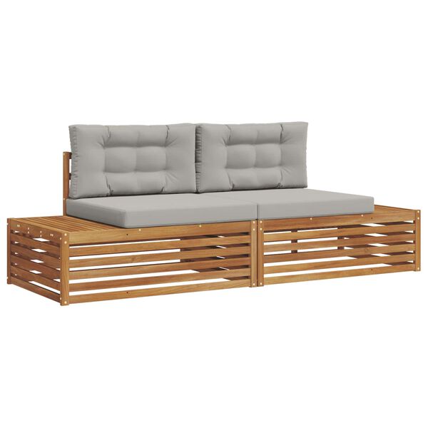 vidaXL Conjunto de sof&aacute;s de exterior 2 Pieza Gris Natural y Claro