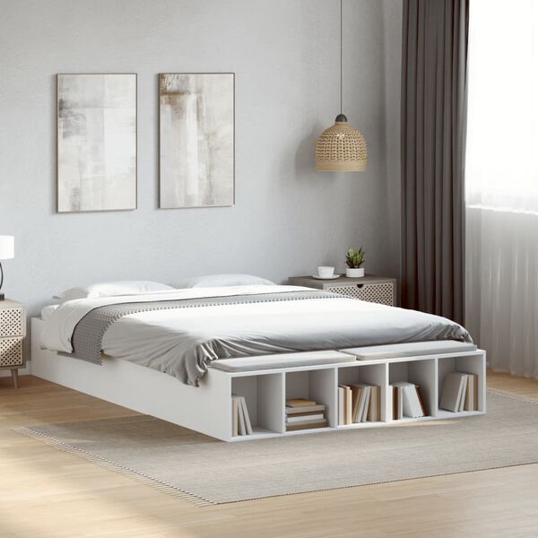 vidaXL Estructura de cama madera de ingenier&iacute;a blanca 120x200 cm