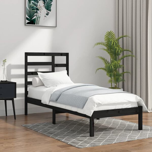vidaXL Estructura de cama sin colchón madera maciza negro 100x200 cm