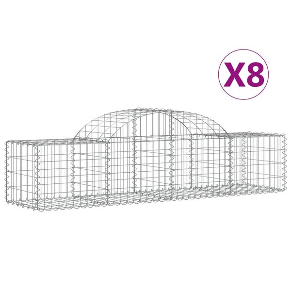 vidaXL Cestas de gaviones 8 uds forma de arco hierro 200x50x40/60 cm