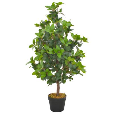vidaXL Planta artificial árbol de laurel con macetero 90 cm verde
