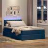 vidaXL Cama con almacenamiento y LED con LED Azul 120 x 190 cm tela