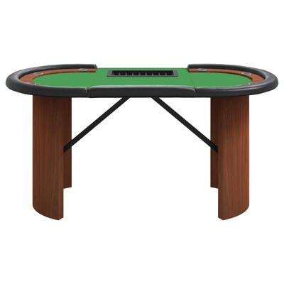 vidaXL Mesa de póquer 10 jugadores bandeja fichas verde 160x80x75 cm