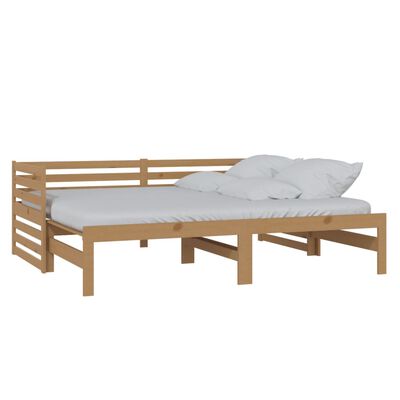 vidaXL Sofá cama extraíble madera de pino marrón miel 2x(90x200) cm