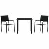 vidaXL Conjunto de Comedor de Jard&iacute;n 3 pcs Negro rat&aacute;n sint&eacute;tico