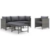 vidaXL Set de muebles de jard&iacute;n 6 pzas y cojines rat&aacute;n sint&eacute;tico gris