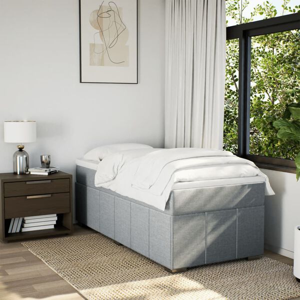 vidaXL Cama box spring con colch&oacute;n tela gris claro 90x200 cm