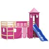 vidaXL Cama alta para ni&ntilde;os con torre madera pino rosa 90x190 cm