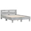 vidaXL Estructura de cama cabecero y luces LED gris hormigón 120x190cm