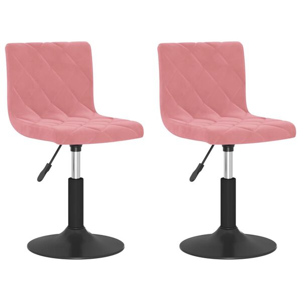 vidaXL Sillas de comedor giratorias 2 unidades terciopelo rosa