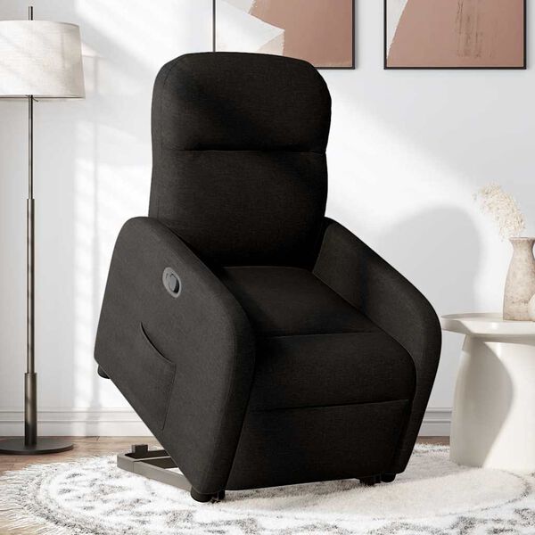vidaXL Sill&oacute;n reclinable elevable tela negro