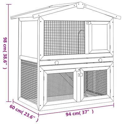 vidaXL Casa de animales pequeños jaula conejera 3 puertas madera