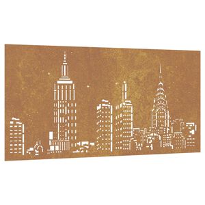 vidaXL Adorno de pared de jard&iacute;n acero corten dise&ntilde;o skyline 105x55 cm