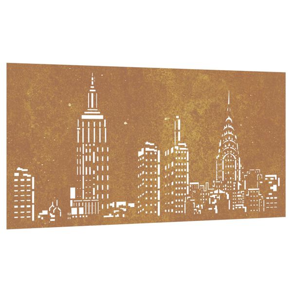 vidaXL Adorno de pared de jard&iacute;n acero corten dise&ntilde;o skyline 105x55 cm