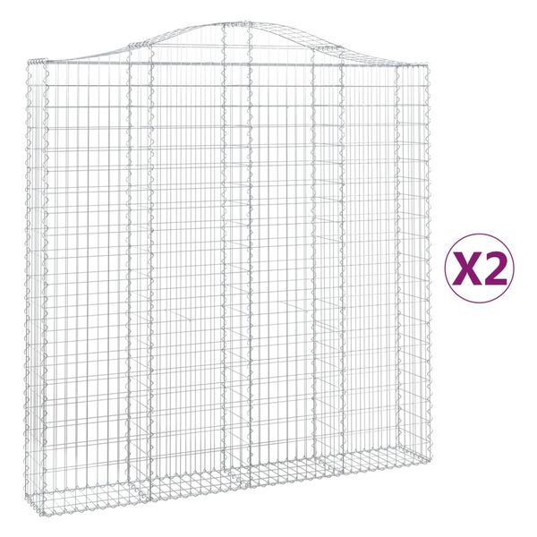 vidaXL Cestas de gaviones 2 uds forma de arco hierro 200x30x200/220 cm
