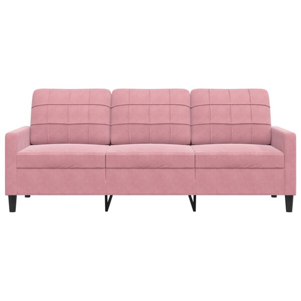 vidaXL Sof&aacute; de 3 plazas terciopelo rosa 180 cm