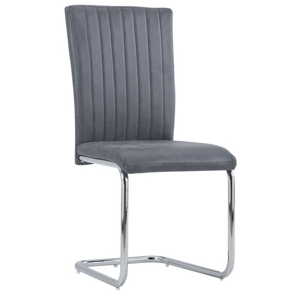 vidaXL Sillas de comedor voladizas 2 uds piel de ante artificial gris