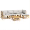 vidaXL Set de muebles de jard&iacute;n 6 piezas bamb&uacute; con cojines gris claro