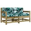 vidaXL Sillones de jard&iacute;n con cojines 2 uds madera de pino impregnada